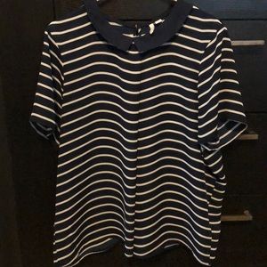 Blue and white striped blouse